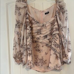 EXPRESS Floral Blouse - Pink Cream